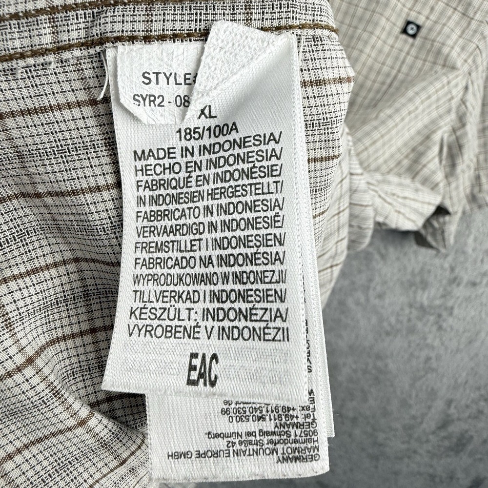 Marmot Button Up Shirt Mens XL White Brown Plaid S/S Outdoor Gorp Grunge FLAW - Picture 9 of 10